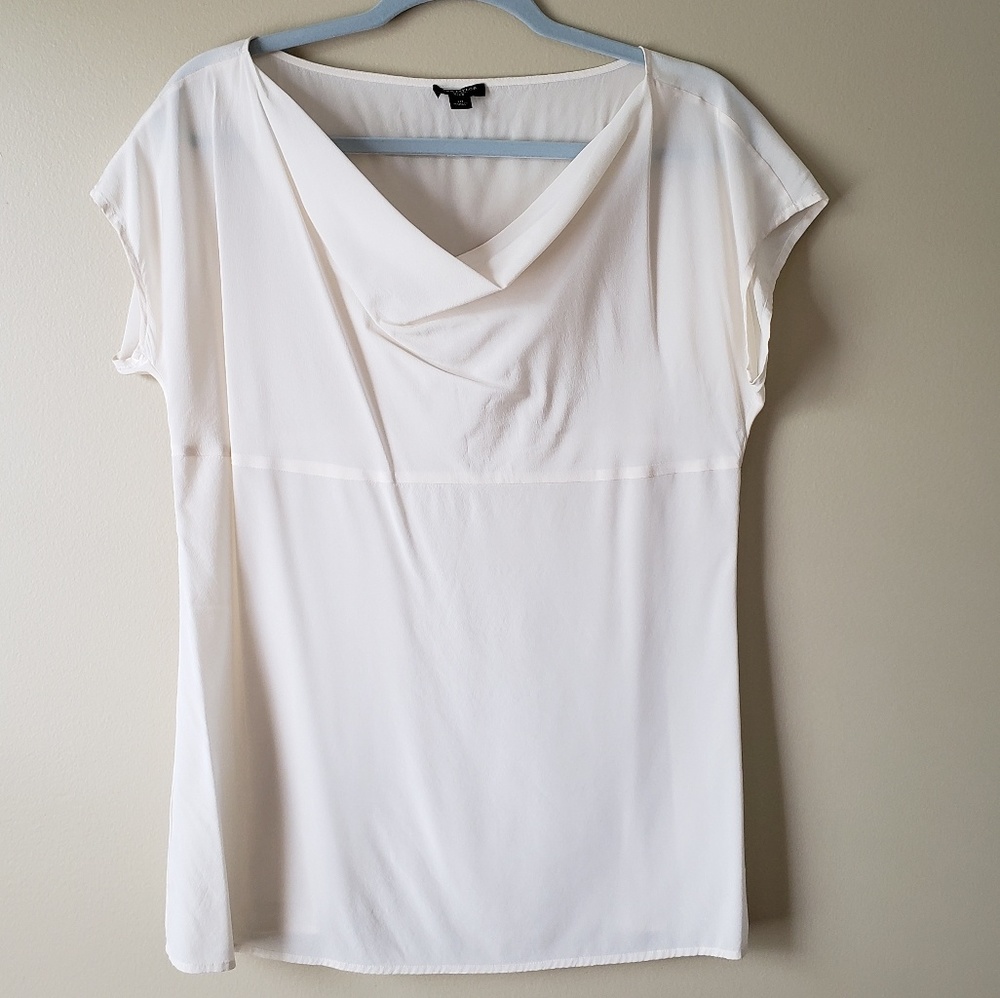 Ann Taylor ivory silk cowl neck blouse